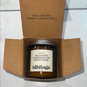 Siblings Palo Santo Marshmallow Burnt Sugar Candle, Refillable